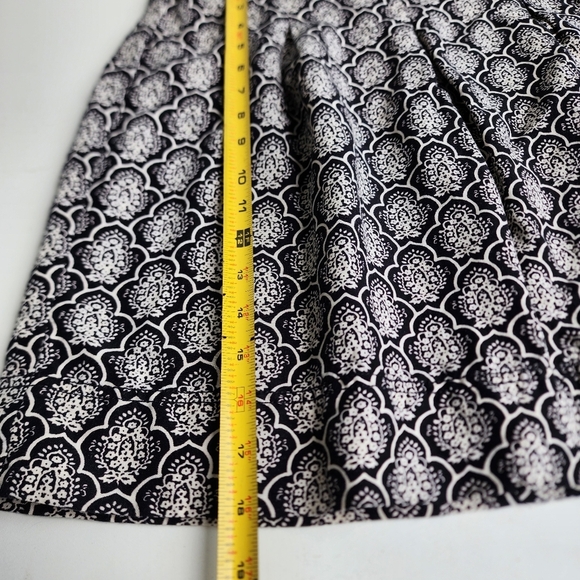 Ann Taylor Loft Womens Linen Blend A Line Skirt Back Zip Black Cream Print Sz 4 - Picture 4 of 11